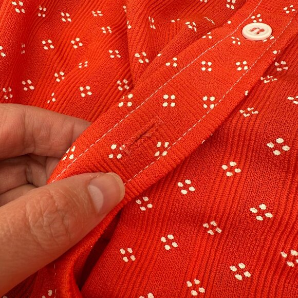 Vintage Polka Dot Blouse Koret Of California Orange Pockets Womens Union Made - Picture 7 of 8